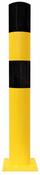 Rammschutz-Poller zum Aufdübeln, feuerverzinkt und gelb kunststoffbeschichtet mit schwarzen Signalstreifen, Durchm. 90 mm, Höhe 1200 mm
