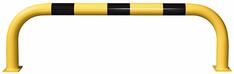 Rammschutz-Bügel XL, Rundrohr 108/3,6 mm, gebogen, BxH 2000x600 mm, Außenb., feuerverzinkt und gelb beschichtet, mit schwarzen Streifen, zum Aufdübeln