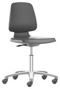 Arbeitsdrehstuhl mit Flex-Rückenlehne u. Sitzkante, Sitzschale anthrazit, Sitz Supertec schwarz, Rollen, Sitz Höhe 450-650 mm