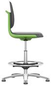 Arbeitsdrehstuhl mit Flex-Rückenlehne u. Sitzkante, Sitzschale grün, Sitz Integralschaum schwarz, Gleiter u. Fußring, Sitz Höhe 520-770 mm