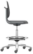 Arbeitsdrehstuhl mit Flex-Rückenlehne u. Sitzkante, Sitzschale anthrazit, Sitz Stoff schwarz, Rollen u. Fußring, Sitz Höhe 560-810 mm
