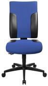 Bürodrehstuhl, Sitz-BxTxH 480x480-550x420-540 mm, Lehnenh. 580 mm, Netzrücken, seitl. Formpolster, Punkt-Synchronmech., Muldensitz, blau/schwarz
