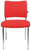 Stapelstuhl, Sitz-BxTxH 480x450x430 mm, Gesamthöhe 830 mm, 4-Fuß-Gestell verchromt, Sitz- + Rückenpolster rot, VE 2 Stück