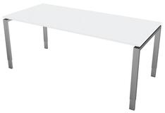 Schreibtisch, BxTxH 1800x800x680-820 mm, 4-Fuß-Gestell alusilber, Schwebeplatte weiß, inkl. Kabelkanal