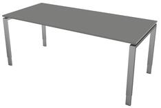 Schreibtisch, BxTxH 1800x800x680-820 mm, 4-Fuß-Gestell alusilber, Schwebeplatte graphit, inkl. Kabelkanal