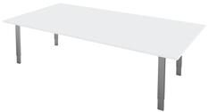 Schreibtisch, BxTxH 2000x1000x680-820 mm, 4-Fuß-Gestell alusilber, Schwebeplatte weiß, inkl. Kabelkanal