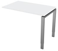 Anbau-Schreibtisch, BxTxH 1000x600x680-820 mm, 4-Fuß-Gestell alusilber, Schwebeplatte weiß, inkl. Kabelkanal
