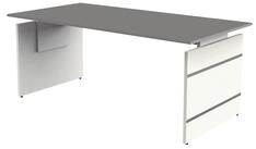 Schreibtisch, BxTxH 1800x800x680-760 mm, Wangen-Gestell weiß, Platte graphit, inkl. Kabelkanal