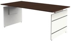 Schreibtisch, BxTxH 1800x800x680-760 mm, Wangen-Gestell weiß, Platte wenge, inkl. Kabelkanal