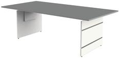 Schreibtisch, BxTxH 2000x1000x680-760 mm, Wangen-Gestell weiß, Platte graphit, inkl. Kabelkanal