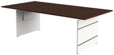 Schreibtisch, BxTxH 2000x1000x680-760 mm, Wangen-Gestell weiß, Platte wenge, inkl. Kabelkanal