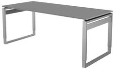 Schreibtisch, BxTxH 1800x800x680-820 mm, Kufen-Gestell alusilber, Schwebeplatte graphit, inkl. Kabelkanal