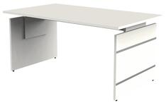Schreibtisch, BxTxH 1600x800x680-760 mm, Wangen-Gestell weiß, Platte weiß, inkl. Kabelkanal