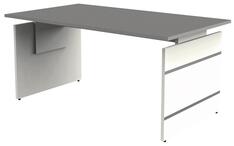 Schreibtisch, BxTxH 1600x800x680-760 mm, Wangen-Gestell weiß, Platte graphit, inkl. Kabelkanal