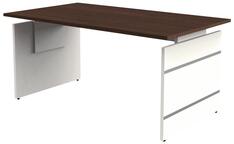 Schreibtisch, BxTxH 1600x800x680-760 mm, Wangen-Gestell weiß, Platte wenge, inkl. Kabelkanal