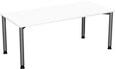 Schreibtisch, BxTxH 1800x800x680-800 mm, höhenverstellbar, Platte weiß, Rundrohrgestell anthrazit