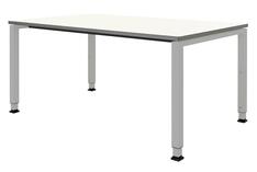 Schreibtisch, BxTxH 800x900x650-850 mm, 4-Fuß Quadratrohr, Platte lichtgrau, ABS Umleimer, Gestell weißalu