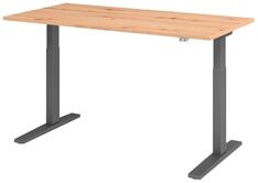 Schreibtisch, C-Fuss graphit, Pl. asteiche, BxTxH 1600x800x700-1200 mm