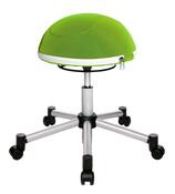 Fitness-Hocker mit luftgefülltem Sitzkissen, Sitz-Durchm.xH 400x530-660 mm, Sitzfläche grün, mit Rollen + Fußgleitern