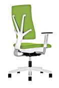 Bürodrehstuhl, Sitz-BxTxH 475x450x420-550 mm, Lehnenh. 540-600 mm, pendelnd gelagerter Muldensitz, inkl. Armlehnen, weiß/grün