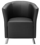 Sessel Club PLUS, BxTxH 700x600x760 mm, Sitz BxT 480x480 mm, Spaltleder/Lederoptik, schwarz, Füße verchromt