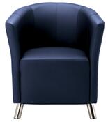 Sessel Club PLUS, BxTxH 700x600x760 mm, Sitz BxT 480x480 mm, Spaltleder/Lederoptik, blau, Füße verchromt