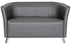 Sofa Club PLUS, 2-sitzer, BxTxH 1270x600x760 mm, Sitz BxT 1060x480 mm, Kunstleder, schwarz, Füße verchromt