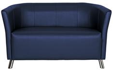 Sofa Club PLUS, 2-sitzer, BxTxH 1270x600x760 mm, Sitz BxT 1060x480 mm, Kunstleder, blau, Füße verchromt