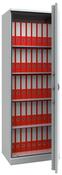 Feuergeschützter Büroschrank, BxTxH 670x500x1950 mm, 1 Tür, 4 Böden, Kapazität 40 Ordner, RAL 7035 lichtgrau