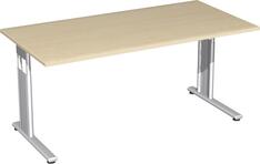 Schreibtisch, BxTxH 1800x800x680-820 mm, höhenverstellbar, Platte ahorn, C-Fuß-Gestell silber