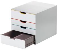 Schubladenbox, BxTxH 280x356x292 mm, 4 farbige Schubladen, aus ABS, inkl. Beschriftungsfenster