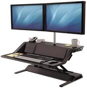 Sitz-Steh Workstation, für 2 Monitore, montiert, schwarz, Traglast 15,8 kg, BxTxH 902x603x222 mm