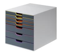 Schubladenbox, BxTxH 280x356x292 mm, 7 farbige Schubladen, aus ABS, inkl. Beschriftungsfenster