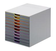 Schubladenbox, BxTxH 280x356x292 mm, 10 farbige Schubladen, aus ABS, inkl. Beschriftungsfenster