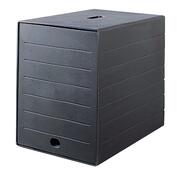 Schubladenbox mit Staubschutz, BxTxH 250x365x322 mm, 7 offene Schubladen, versenkbare Frontplatte, aus Polystyrol, anthrazit
