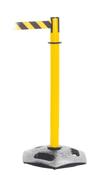 Rollgurtpfosten, für den Außenbereich, Modell Heavy Durty, Pfosten Kunststoff gelb, Gurtlänge 3,65 m, Gurtfarbe schwarz/gelb, VE 2 Stück