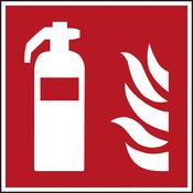Hinweisschild, Brandschutzkennzeichnung, Feuerlöscher, Folie, 100x100 mm, DIN EN ISO 7010