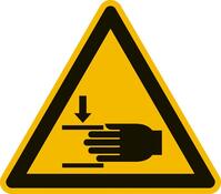 Warnschild, Warnung vor Handverletzungen, Folie, Seitenlänge 200 mm, DIN EN ISO 7010