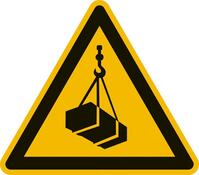 Warnschild, Warnung vor schwebender Last, Folie, Seitenlänge 100 mm, DIN EN ISO 7010