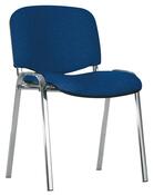 Stapelstuhl, Ovalrohrgestell verchromt, Sitz-/Rückenpolster blau, Rückenabdeckung Kunststoff schwarz, VE 4 Stück