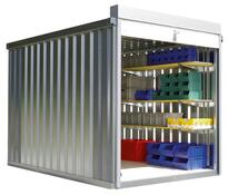 Rollladencontainer mit Holzfußboden, inkl. Dach, Innenhöhe 2000 mm, BxTxH 3050x2170x2320 mm