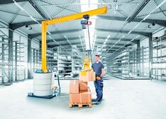 Mobiler Säulenschwenkkran, mit Elektrokettenzug, Traglast 1000 kg, Ausladung 2000 mm, Bauhöhe 2790 mm, inkl. Füllgewicht
