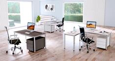Schreibtisch, BxTxH 2000x800x750 mm, 4-Fuß-Gestell alusilber, Platte weiß