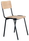 Stapelstuhl, Sitz und Rücken Buchensperrholz, naturlackiert, Gestell-Durchm. 20 mm, schwarz