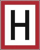 Hinweisschild, Brandschutzkennzeichnung, H (Hinweis auf Hydrant). Folie, 200x250 mm