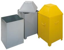 Abfallbehälter, BxTxH 450x450x870 mm, Volumen 95 Liter, abnehm. Oberteil, ohne Innbeh., RAL 1003 signalgelb