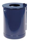 Abfallbehälter, 35 l, ungelocht m. Deckelscheibe, DxH 340x475 mm, Wand- + Pfostenbefestigung, ohne Einsatzbehälter, RAL 5013 kobaltgrau
