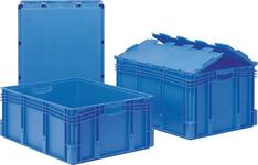 Euronorm-Mehrwegbehälter, ohne Deckel, Standardboden, Traglast 60 kg, Volumen 132 l, LxBxH außen/innen 800x600x320/762x562x315 mm, Farbe blau