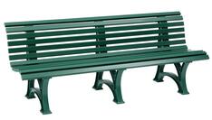Parkbank aus Kunststoff, mit 3 Füßen, 6 Sitz- und 7 Lehnlatten 50x30 mm, Breite 2000 mm, grün