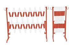 Scherensperrgitter, weiß mit roten Reflexstreifen, Ständer aus Stahlrohr, Stäbe aus Flachstahl 25/4 mm, Höhe 1000 mm, au